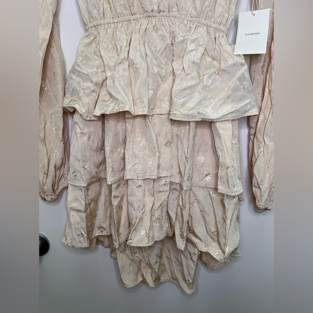 REVOLVE Tularosa Cream Ruffle Mini Dress Open Back Bridal Engagement Boho S NWT - Picture 3 of 12